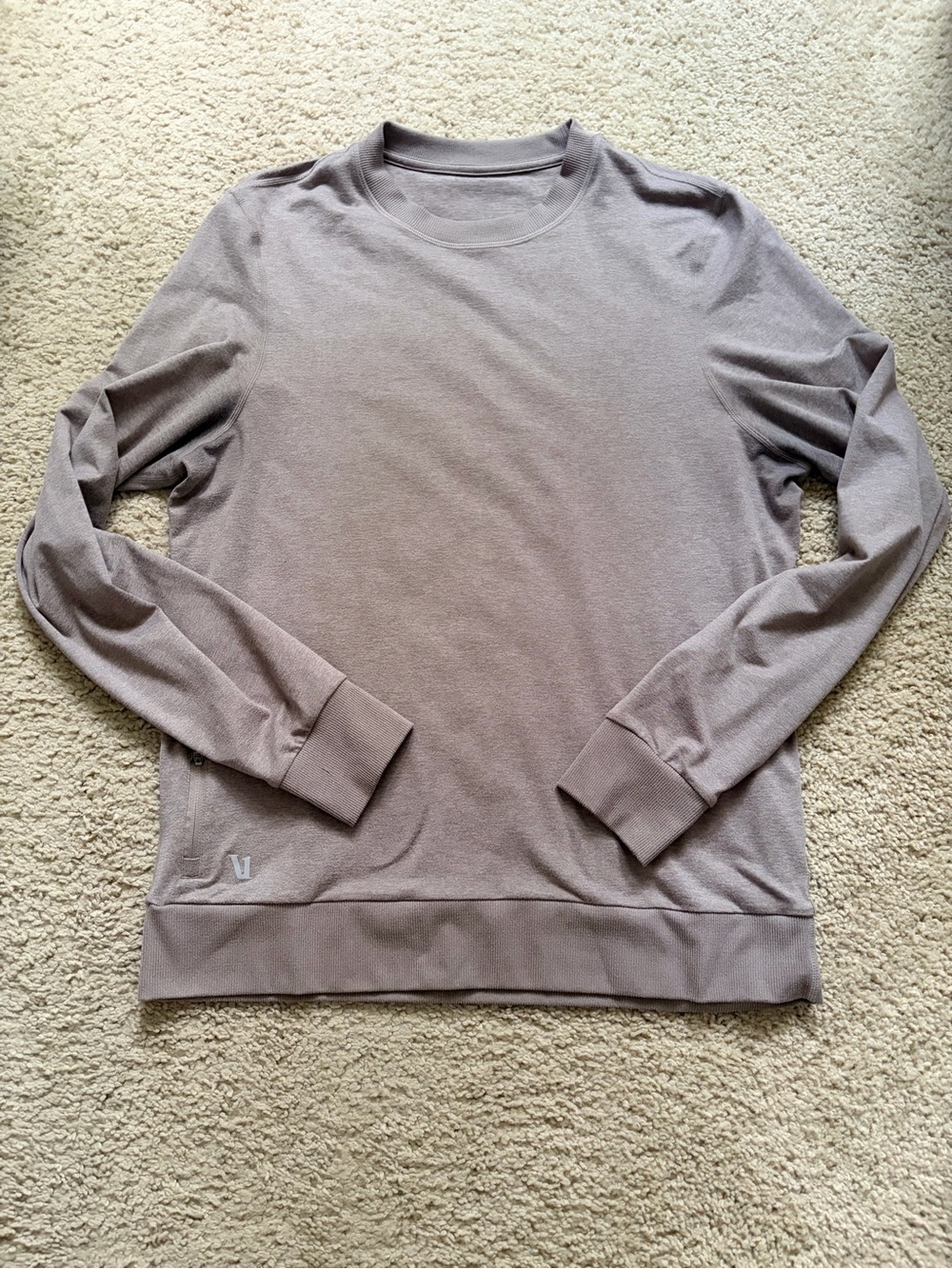 Vuori Long Sleeve Ponto Performance, Crew in Taupe, Medium
